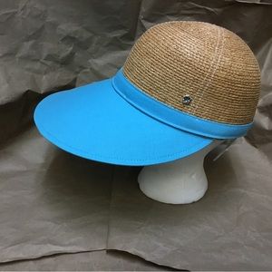 Blue Flora Bella Women's Natural Paper Braid Fabric Brim Sun Outdoor Hat OS NWT